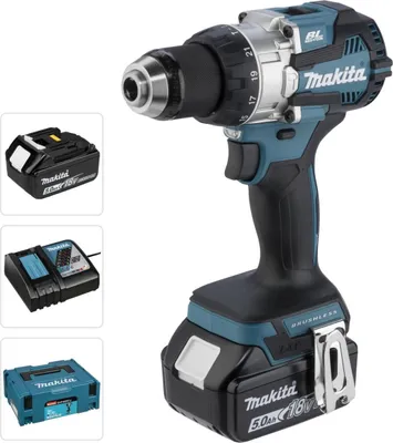 Obrázok produktu pre Makita DHP489RTJ, Elektrický skrutkovač, Rukoväť, 1/2", Čierna, Modrá, Striedavý, 1800 ot/min