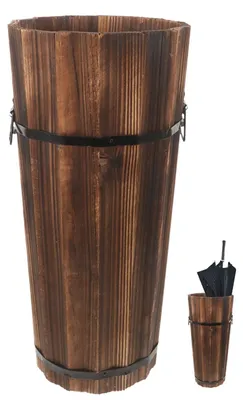 Holz-Schirmständer mit Auffangschale, Vintage-Stil, 38x17x12 cm