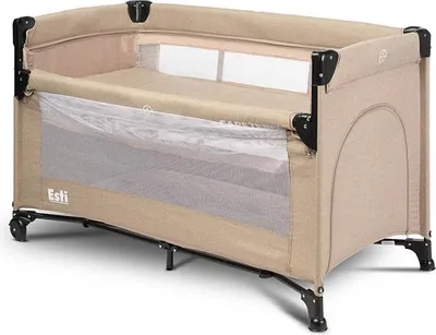 Produktbild von Reisebett Esti mit herunterklappbarer Seite, braun