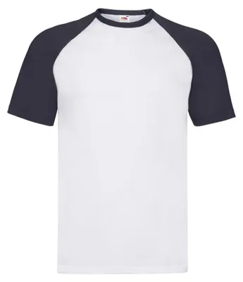 Immagine prodotto di Fruit of the Loom - T-shirt da uomo - Baseball a maniche corte LT1397 (S) (bianco/blu navy)