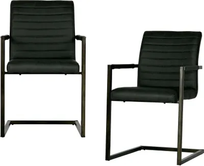 Produktbild von Woood Bas Esszimmerstühle 2Er Set Aus Kunstleder Mit Metallgestell, Grau