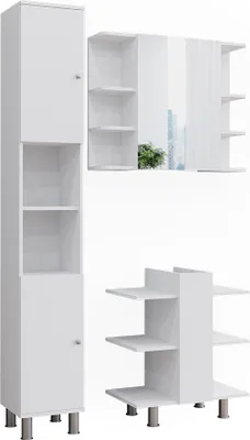 Produktbild von Badmöbel-Set Vicco Fynn Weiß 3 Teile, mit Hochschrank, Model 50012