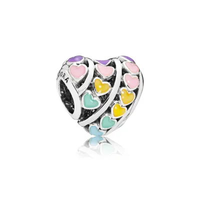 Image de Charm Pandora 797019ENMX, cœur multicolore, argent