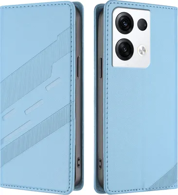 Produktbild von Hülle für Oppo Reno8 Pro 5G, Kunstleder Brieftaschen Handyhülle mit Kartenfach und Standfunktion Hellblau