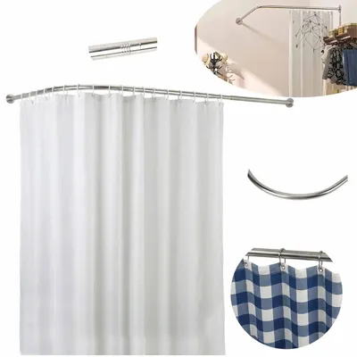 Produktbild von Duschvorhangstange L-Form, Badezimmer Ecke Duschvorhangstange, für Badewanne, Dusche und Badezimmer