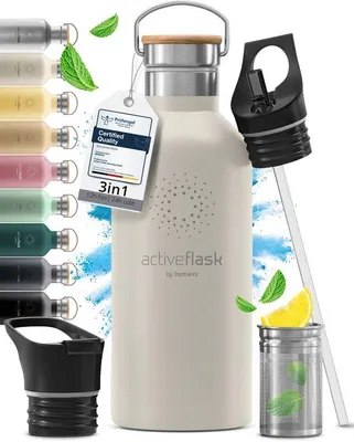 Immagine prodotto di Biberon in acciaio inox con cannuccia, infusore + 3