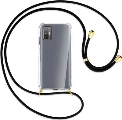 Produktbild von Handykette Backcover-Schutzhülle mit Band (Metall goldfarben) für HTC Desire 21 Pro - schwarz
