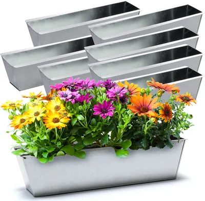 Produktbild von BigDean 8er Set Zink Paletten Blumenkästen - Einsatz 38cm groß silber - aus Metall verzinkt - Zinkkasten Pflanzkasten Balkonkasten Blumentopf