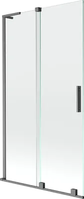 Zdjęcie produktu dla Mexen Velar L parawan nawannowy 2-skrzydłowy rozsuwany 100 x 150 cm, transparent, gun gray szczotkowany - 896-100-003-01-66