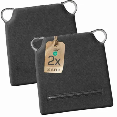 Produktbild von Sitzkissen Stuhlkissen Indoor & Outdoor 2er Set 40x40 cm - Anthrazit - etérea Ella Stuhl Kissen Auflage