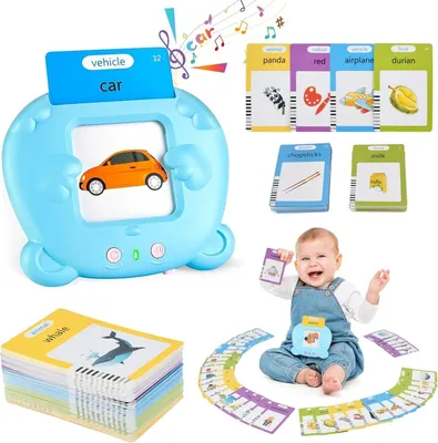 Produktbild von Englisch Lernspielzeug für Kinder – 224 Wörter, 112 Karten, Sprachausgabe, Sprachtrainer - blau