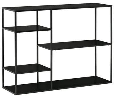 Produktbild von Bücherregal - Bücherablage - Aufbewahrungsregal - Wandregal - Offenes Regal - Schwarzer Metallrahmen - 5 offene Fächer