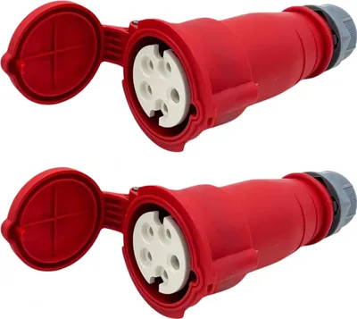Produktbild von (1 - 10er Pack) CEE-Kupplung 16A 400, IP44, 5-polig weiblich mit Klappdeckel : 2 Paar Anzahl: 2 Paar
