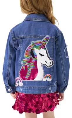 Produktbild von Denimjacke mit Pailletten für Mädchen