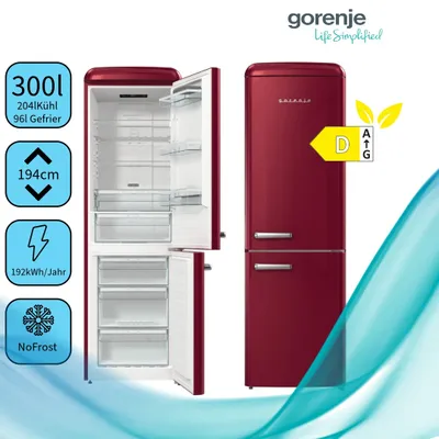 Obrázek produktu pro Gorenje ONRK619DR, 300 l, SN-ST, 10 kg/24h, D, Přihrádka Fresh Zone, Bordeaux