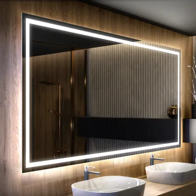 Zdjęcie produktu dla Artforma Lustro łazienkowe z oświetleniem LED L49 70x60 cm | Kolor LED: zimny biały 7000K