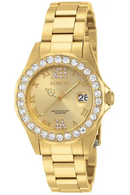 Obrázek produktu pro Invicta Pro Diver 15252 Dámské Hodinky - Quartz Hnutí - Nerezová Ocel se Zlatým Ciferníkem - 38 mm