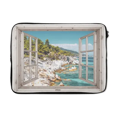 Produktbild von MuchoWow® Laptop Hülle 13 Zoll Aussicht - Baum - Meer Laptoptasche - Laptophülle - Sleeve - Rundumschutz