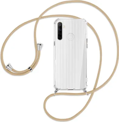 Produktbild von Handykette Backcover-Schutzhülle mit Band (Metall silberfarben) für Realme C3 - caramel