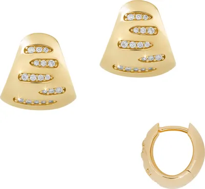 Produktbild von Creolen Ohrringe 925 Sterling Silber vergoldet mit Zirkoniasteinen