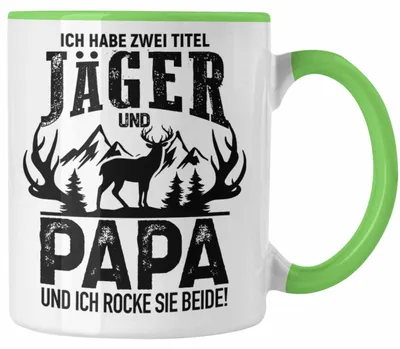 Produktbild von Jäger und Papa Geschenk Tasse Vatertag Geschenkidee für Jäger Männer Spruch (Grün)
