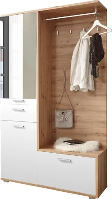 Produktbild von Kompaktgarderobe ENTRY in Artisan Eiche Nb. / weiß, (BxHxT) 117x198x38 cm