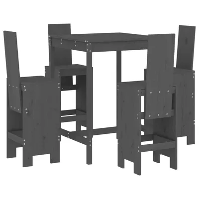 Produktbild von vidaXL 5-tlg. Gartenbar-Set Grau Massivholz Kiefer