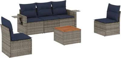 Zdjęcie produktu dla vidaXL 6-częściowa sofa ogrodowa z poduszkami, szara, z polirattanu
