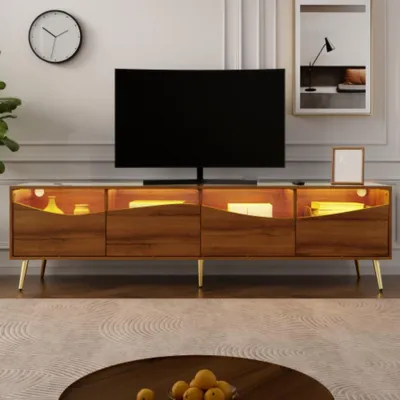 Produktbild von TV-Schrank mit LED-Beleuchtung,Glasfront & Stauraum,Lowboard für Wohnzimmer 180 x 40 x 50 cm