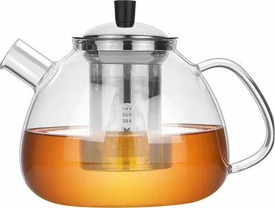 Obrázek produktu pro 1500ml skleněná konvice na čaj z borosilikátového skla s ohřívačem z nerezové oceli 18/10 Odnímatelné sítko z nerezové oceli odolné vůči teplu pro černý čaj Zelený čaj Ovocný čaj Vonný čaj a čajové sáčky