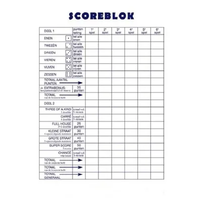 Produktbild von Haza Spielblock Würfelspiel 15x21cm 50 Blatt Yahtzee Spielblöcke