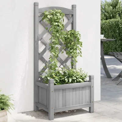 Produktbild von Pflanzkübel mit Spalier Grau Massivholz Tanne, Beete 365483