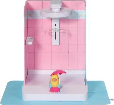 A toy shower playset with a duck toy.