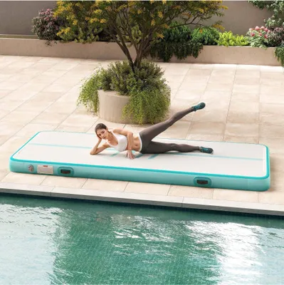 Produktbild von Air Matte Track, 300cm Tumbling Luft Matte/Kohlefaser/Pfadstil mit Luftpumpe, 10cm Hoch Tumbling Matte, Aufblasbar Gymnastikmatte fš¹r Training/Tumbling/Yoga/Outdoor/Fitness