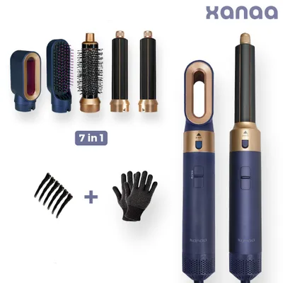 Produktbild von XANAA® 5 in 1 PRO Haarstyler Lockenstab Multistyler, Haartrockner - Föhn-Bürste -Heißluftbürste - Haartrocknerbürste - Lockenbürste - Blau