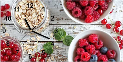 Produktbild von Wanduhr aus Glas mit Motiv Himmlische Beeren- 60 x 30 cm - inkl. Aufhängesystem