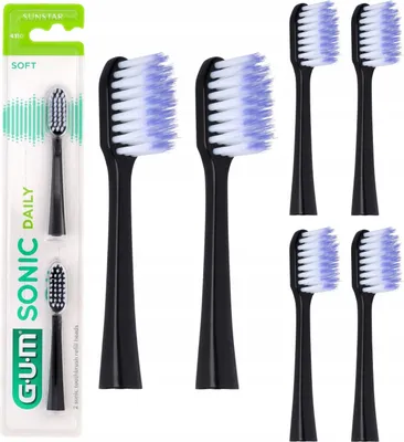 Immagine prodotto di GUM | Testine per spazzolino - Gum Sonic Daily - Nero - Pulizia delicata ed efficace - 6 pezzi