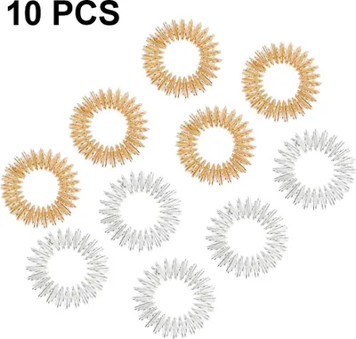 Produktbild von Massageringe für Finger und Handgelenk, Akupressurring, Armband, Stressabbau bei Arthrose, durchblutungsförderndes Ringset(5 Stück Gold + 5 Stück Silber)