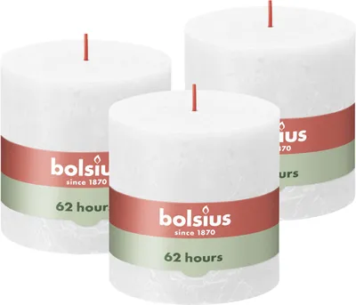 Zdjęcie produktu dla Bolsius Rustic Pillar Candles Shine 3 szt. 100x100 mm Cloud White
