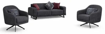 Immagine prodotto di Set da salotto in stile moderno, colore grigio, imbottitura morbida, struttura in legno