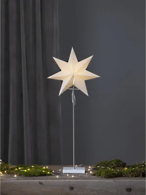 Produktbild von Star Trading 233-20 Standstern "Totto", weiß/weiß, E14 Fassung, Metall/Holz/Papier, ca. 80x34 cm, 1,8 m Zuleitung