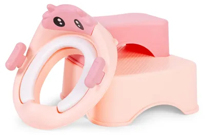 Productafbeelding van EcoToys HA-P17-18-PK Kindertoiletbril met opstapje en platform, roze