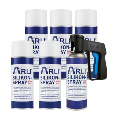 Produktbild von Silikon Spray 6x 400 ml + Griff für Sprühdosen Set Gleit Trenn Schmier Schutzmittel