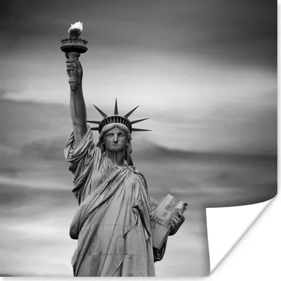 Produktbild von MuchoWow® Poster New York - Freiheitsstatue - Schwarz - Weiß 100x100 cm - Babyzimmer