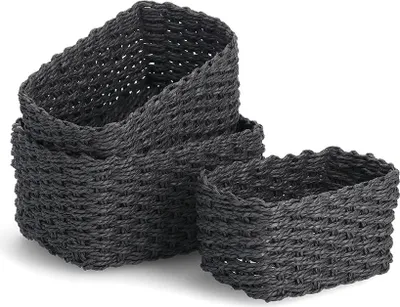 Obrázok produktu pre Zeller 14472 Súprava úložných košíkov, 3-dielna, tkaný papier, cca 18 x 12 x 9, 21 x 15 x 11, 24 x 18 x 13 cm