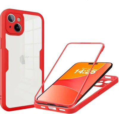 Produktbild von 360 Grad Handyhülle für Apple iPhone 15 Full Cover Rundum Schutz Farbe: Rot
