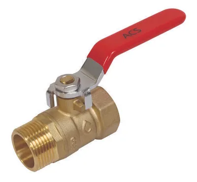 Produktbild von Messing Kugelhahn 26/34 PN16 ACS mit flachem 1/4-Drehgriff und verchromter Kugel