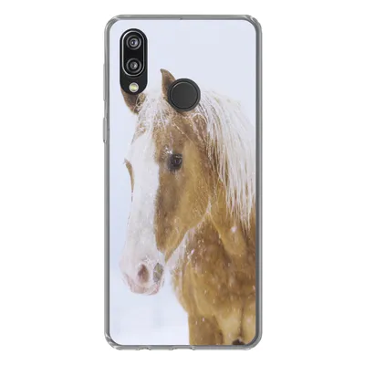 Produktbild von MuchoWow® Handyhülle Schutzhülle Hülle für Huawei P20 Lite (2020) Pferd - Schnee - Winter Silikon Softcase Handy Hülle - Kartenhalter