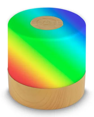 Image de B.K.Licht Mini lampe de table LED RGBW sans fil IP44, tactile, sans fil, batterie, protection contre les éclaboussures, mini, couleur bois, Ø7 x 7 cm