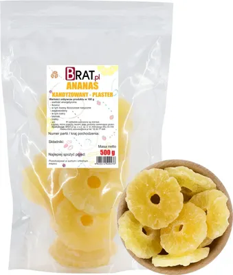 Zdjęcie produktu dla Ananas kandyzowany plaster 500g